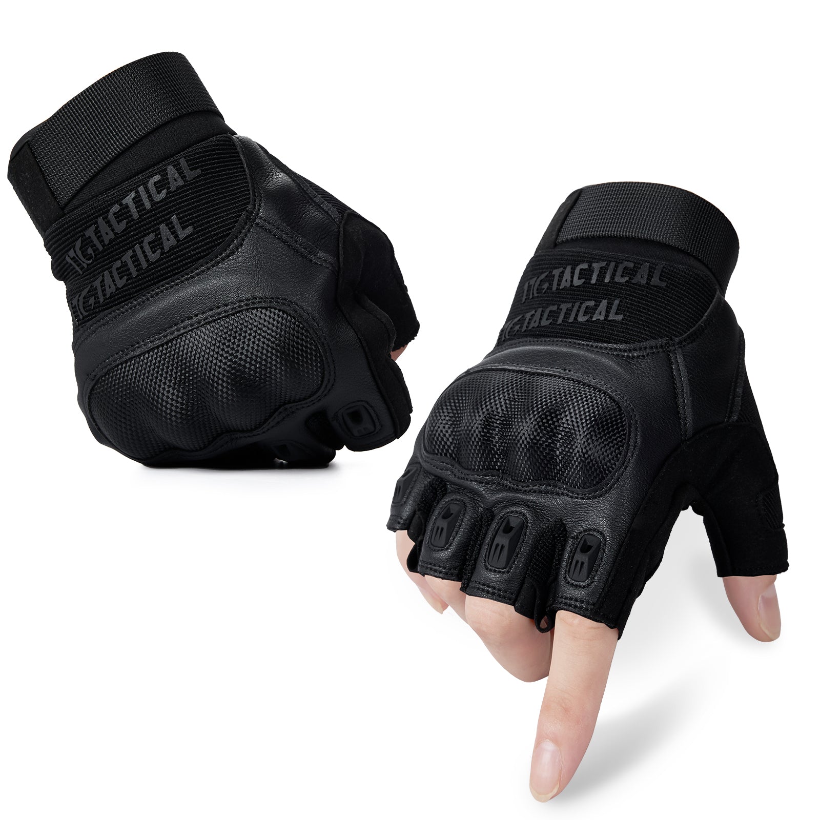1TG Tactical Fingerless Gloves for Men Knuckle Protection
